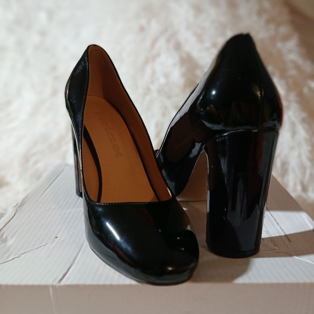 Sleek Black Patent Leather Heels